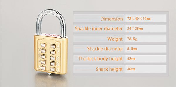 HC04 Six-Key Combination Password Padlock for the Blind Lettering Padlock for Outdoor - Image 5