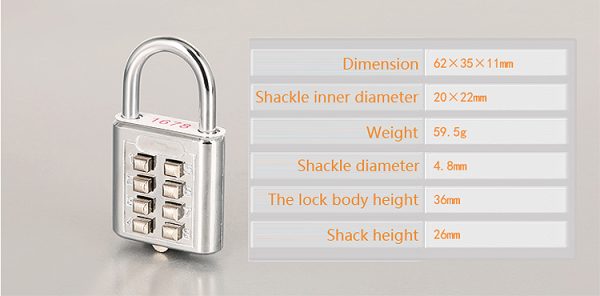 HC03 Top Selling Hotel Home Password Key Safe Combination Padlock - Image 8