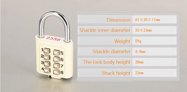 HC06 Electroplating Eight-digit Button Zinc Alloy Password Lock Blind Password Lock - Image 8