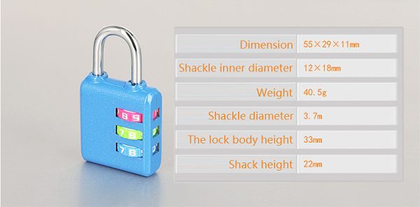 Mini Padlock Travel Suitcase Luggage Security Password Lock 3 Digit Combination Lock - Image 8