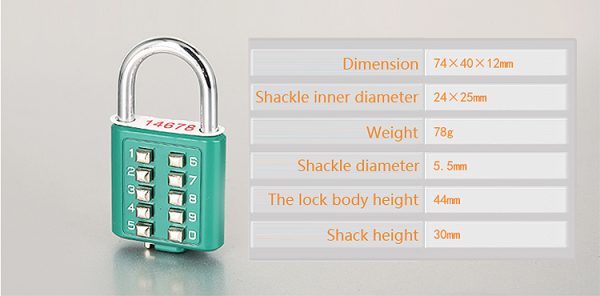 Keypad Number GYM Sport Stationery Small Safety 10 Button blind keypadlock Combination Padlock candado digital - Image 8