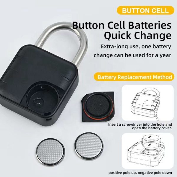 Zinc alloy IP67 waterproof smart 6 digit code padlock CR2032 button cell combination padlock 4 digit - Image 4
